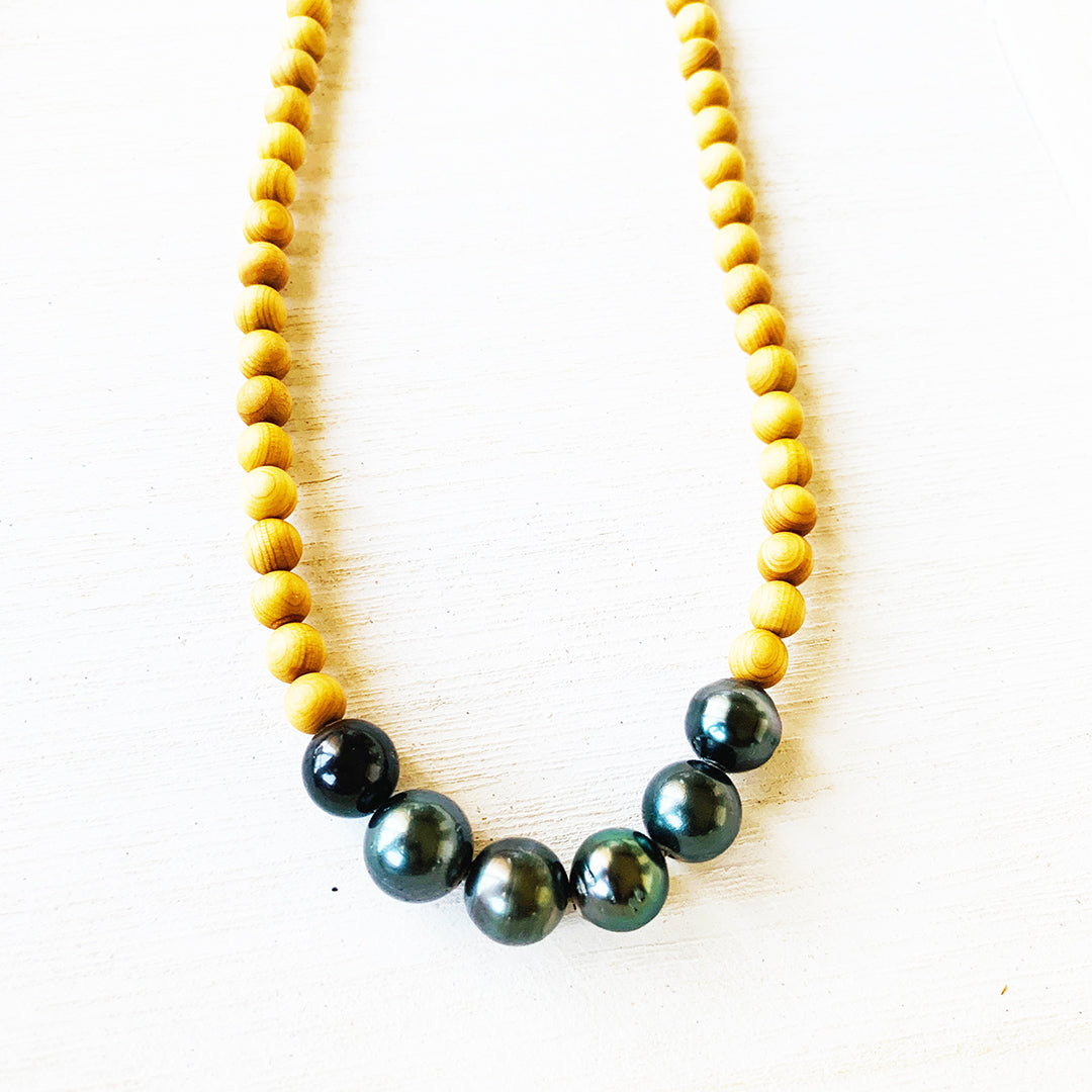 Tahitian Pearl Sandalwood Necklace (Sterling Silver) – Debby Sato Designs