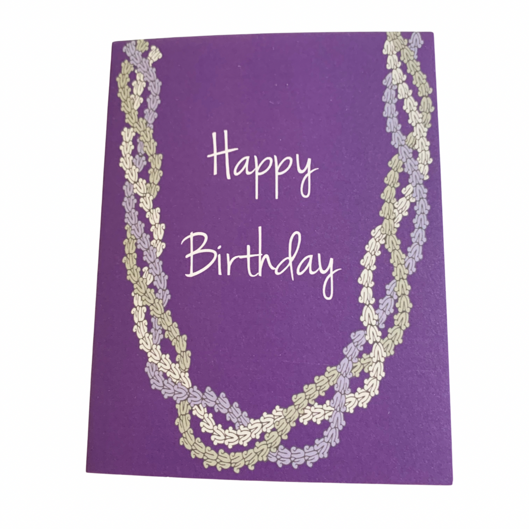 Pua Kalaunu Crown Flower Happy Birthday Greeting Card Purple