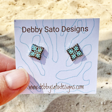 'Ulu (Breadfruit) Ulu Quilt Teal Stud Earrings