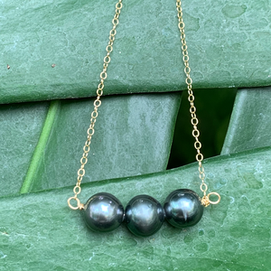 Tahitian Pearl Bar Necklace (Gold Filled)