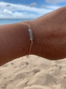 Aquamarine Bar Bracelet, March Birthstone Bracelet