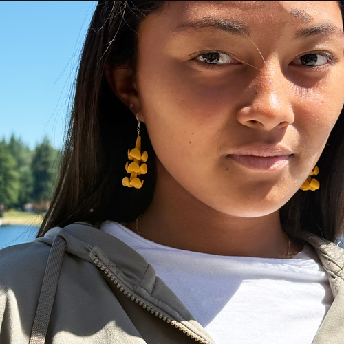 Puakenikeni Triple Clay Earrings Orange