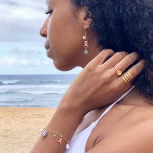 Mākaha Earrings Puka Shell, Coral, & Gemstone Earrings