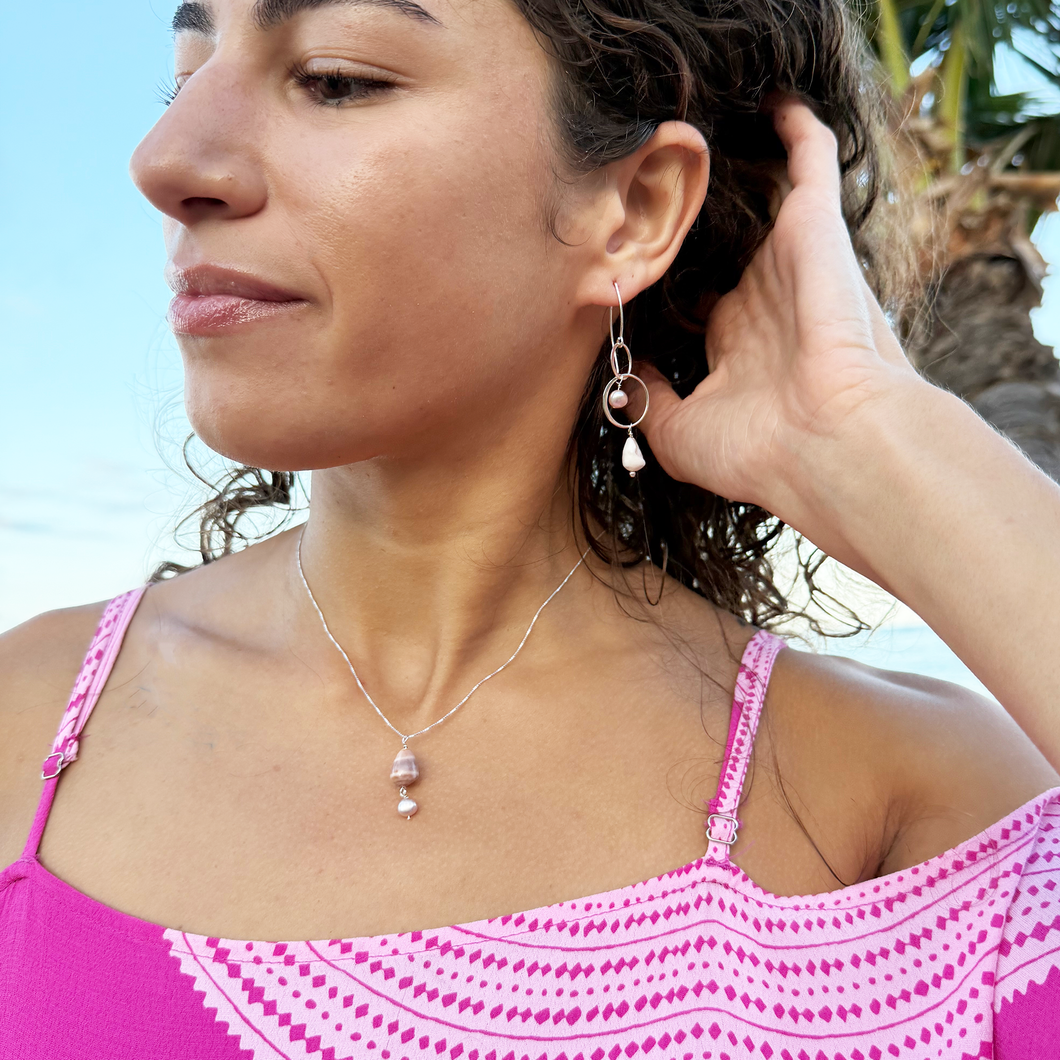 Cone Shell Necklace with Pink Pearl