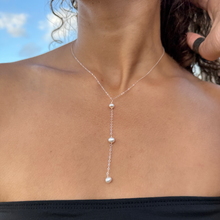 Kahakai Dainty White Triple Freshwater Pearl Y Necklace - Debby Sato Designs