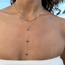 Kahakai Dainty Gray Freshwater Pearl Y Necklace