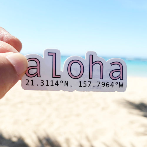 Aloha Coordinates Pink Sticker