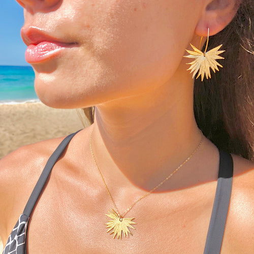 Loulu (Fan Palm) Necklace (14k over Sterling Silver)