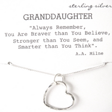 Granddaughter Heart Necklace, Granddaughter Graduation Gift, Granddaughter Birthday Gift - Debby Sato Designs