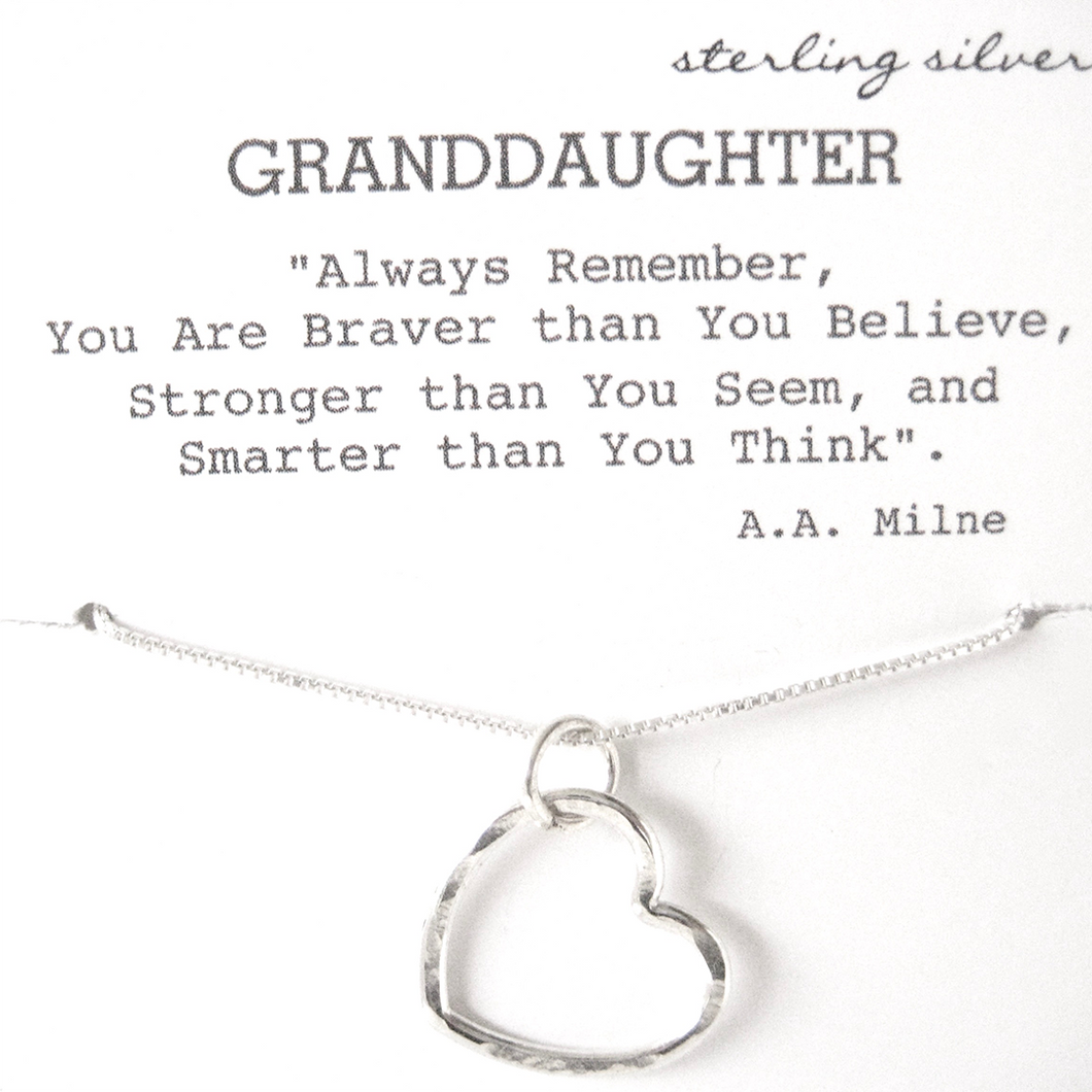 Granddaughter Heart Necklace, Granddaughter Graduation Gift, Granddaughter Birthday Gift - Debby Sato Designs
