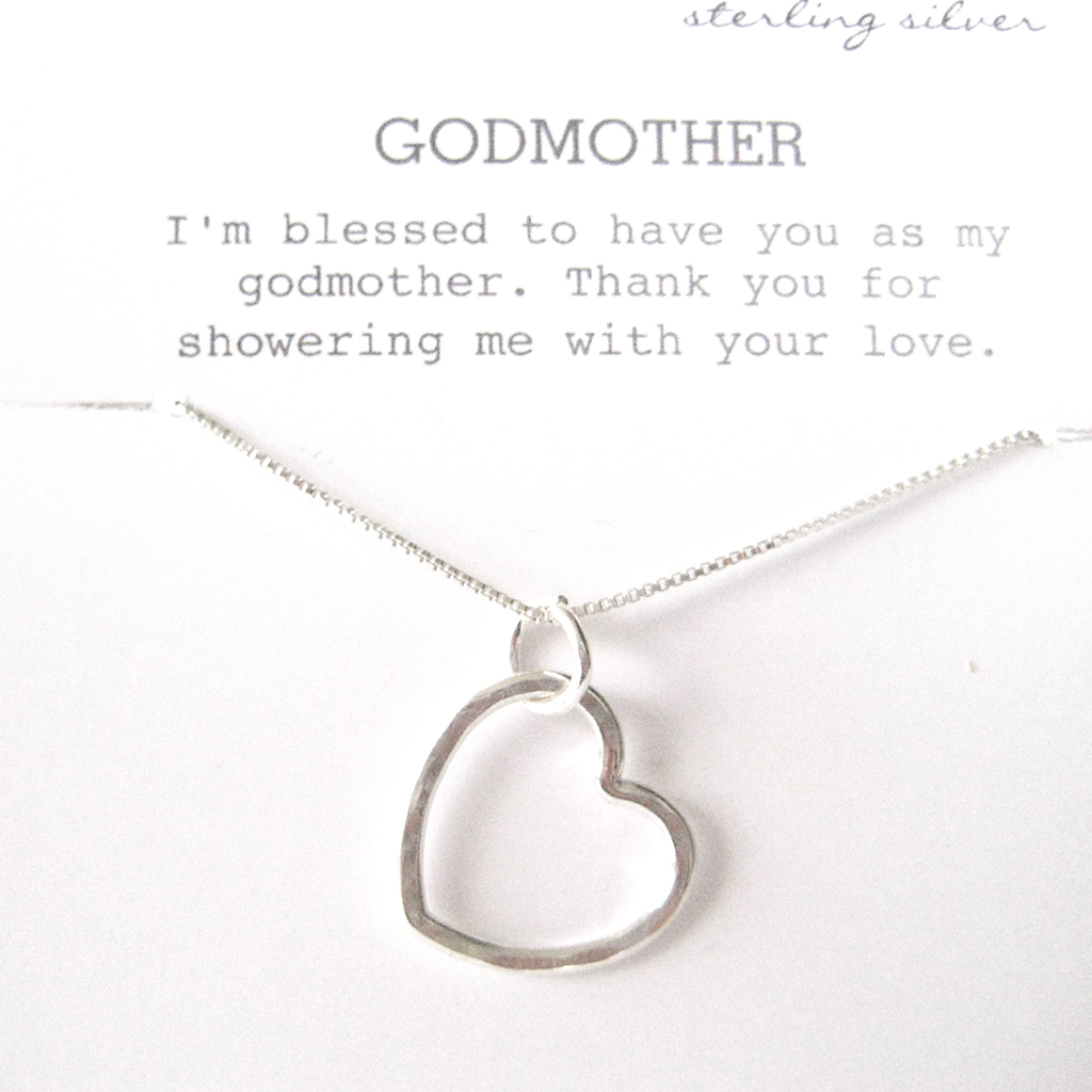 Thank You For Being My Godmother Silver cheapest Heart Necklace - Thank You GIft For Your Godmother - Best Selling