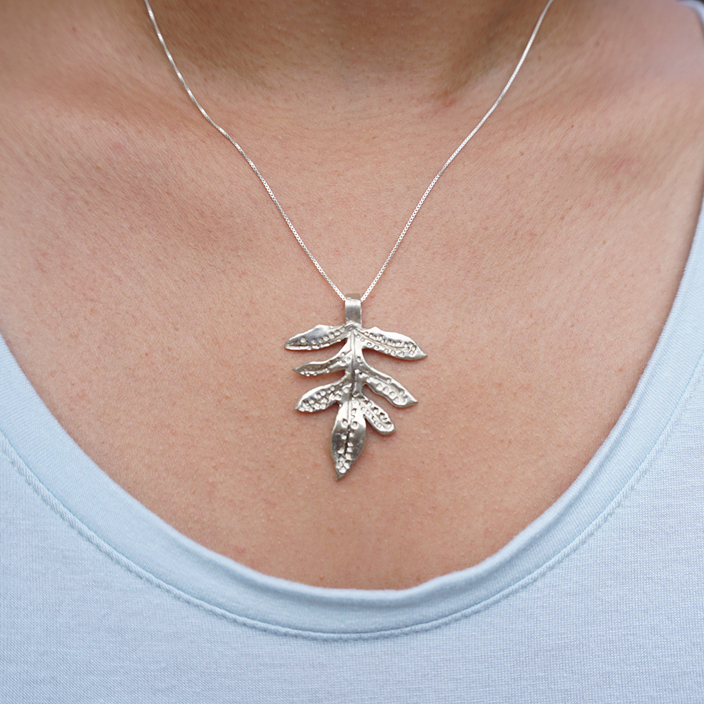 Lau'ae Fern Necklace, Hawaiian Fern (Sterling Silver Lau'ae Fern Necklace, Hawaiian Fern (Sterling Silver