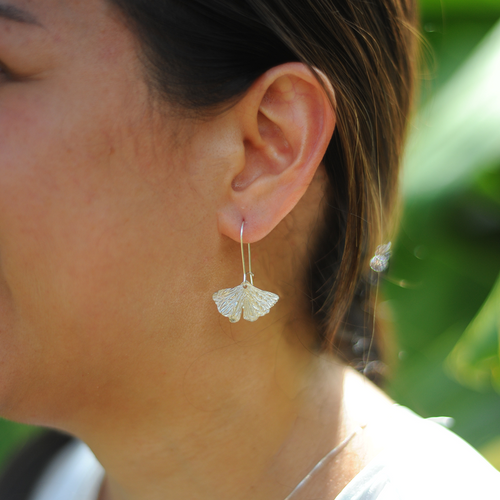 Gingko Earrings (Sterling Silver) - Debby Sato Designs