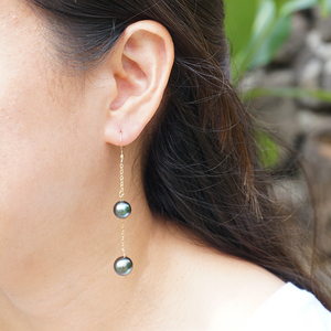 Tahitian Pearl Drop Double Earrings (Gold Fill) - Debby Sato Designs