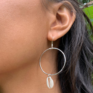Cowrie Hoop Earrings (Sterling Silver) - Debby Sato Designs