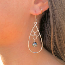 Mermaid Teardrop Earrings with Tahitian Pearls Large (Sterling Silver) - Debby Sato Designs