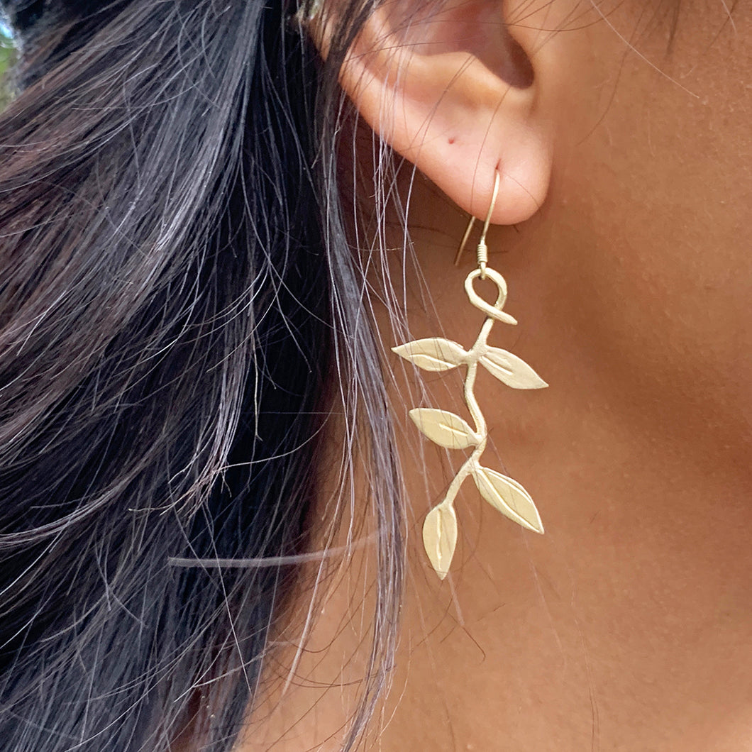 Maile Vine Earrings (14k Gold over Silver) - Debby Sato Designs