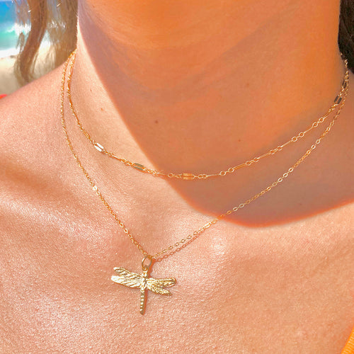 Pinao (Dragonfly) Necklace (14k Gold over Sterling Silver)