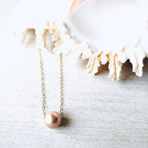 Pink Floating Edison Pearl Necklace (Gold Fill) - Debby Sato Designs