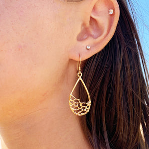 Fan Coral Teardrop Earrings (14k Gold over Sterling Silver) - Debby Sato Designs