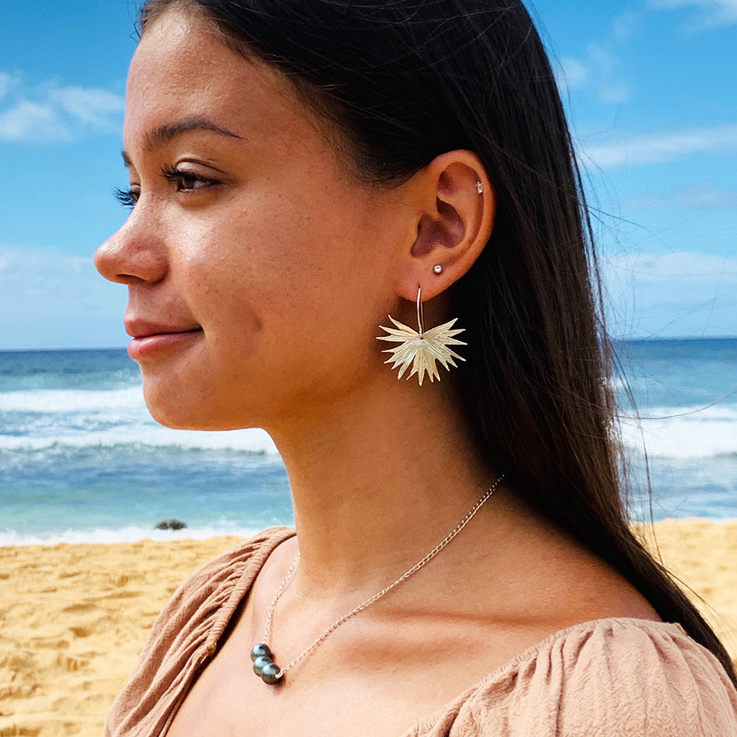 Loulu (Fan Palm) Earrings Sterling Silver - Debby Sato Designs
