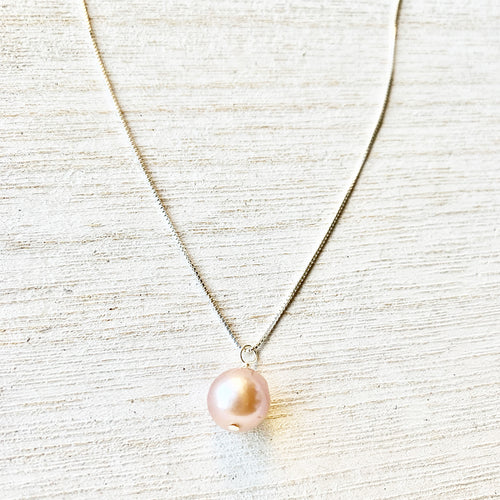 Pink Edison Pearl Necklace (Sterling Silver)