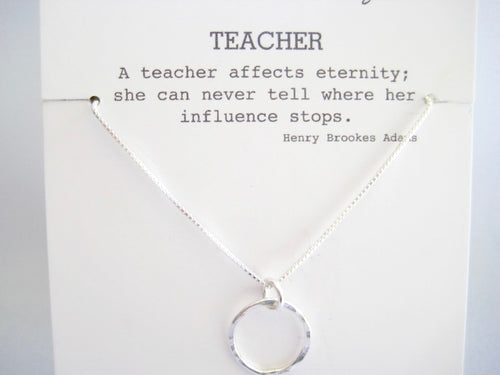 Teacher Necklace - Favorite Teacher Gift, Teacher Retirement Gift, Student Teacher Gift, Mentor Teacher Gift (Sterling Silver) - Debby Sato Designs