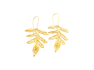 Lauae Fern Earrings, Hawaiian Fern (14k Gold over Sterling Silver) - Debby Sato Designs