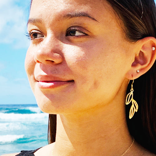 Maile Lau Nui Earrings (14k Gold over Sterling Silver) - Debby Sato Designs