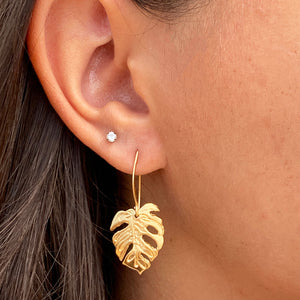 Monstera Earrings Medium (14k over Sterling Silver) - Debby Sato Designs
