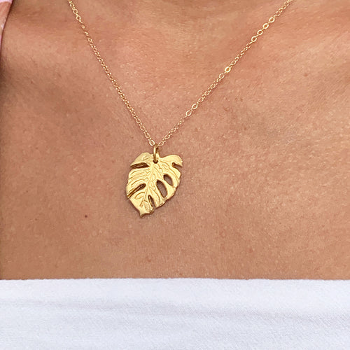 Monstera Necklace Medium (14k Gold Sterling Silver) - Debby Sato Designs
