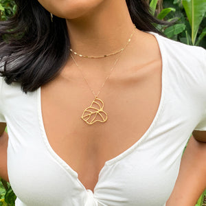Kalo Statement Necklace, Taro Necklace Large (14k Gold over Sterling Silver) - Debby Sato Designs