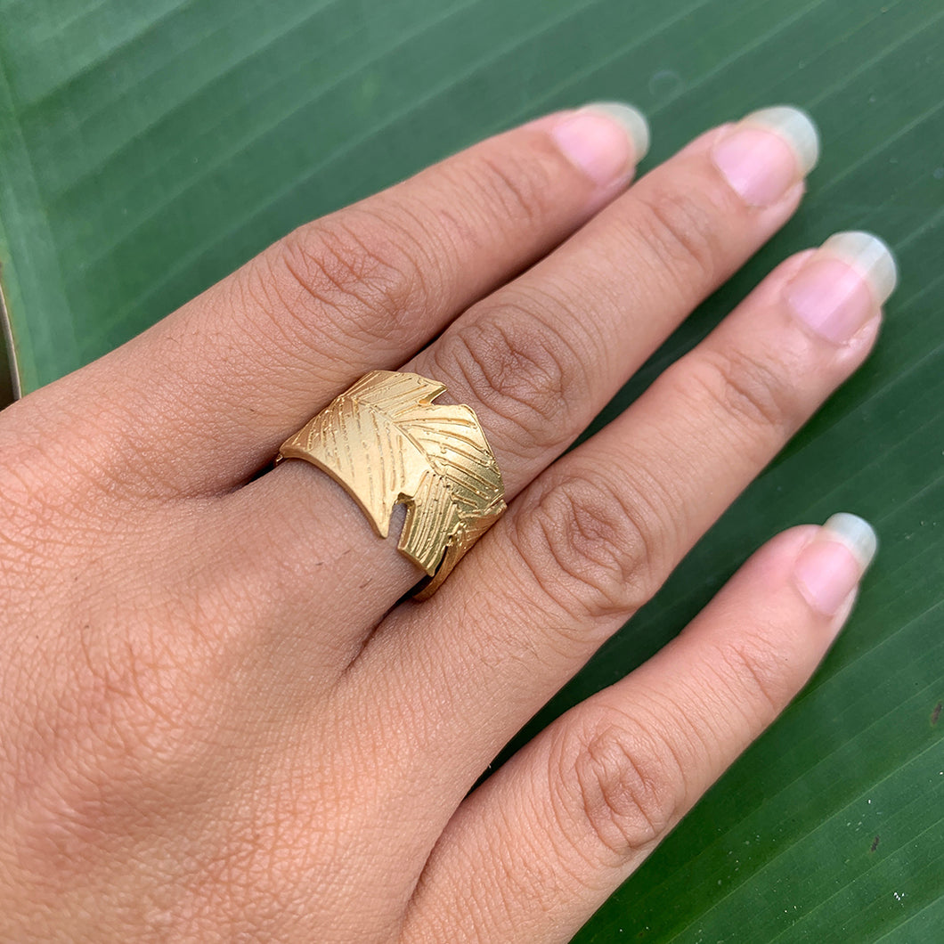 Maia (Banana) Leaf Cuff Ring (14k Gold over Sterling Silver) - Debby Sato Designs