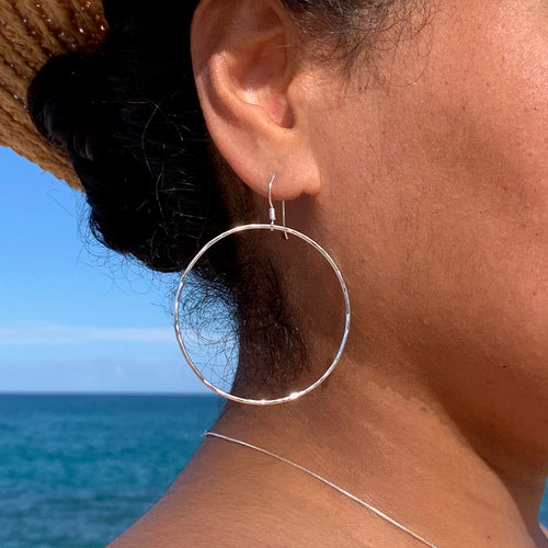 Simple Hammered Hoops Large (Sterling Silver)