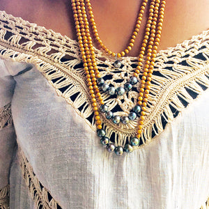 Tahitian Pearl Sandalwood Necklace (Sterling Silver) - Debby Sato Designs