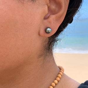 Tahitian Pearl Stud Earrings (Sterling Silver) - Debby Sato Designs