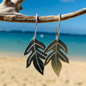 Ulu (Breadfruit) Leaf Earrings (Sterling Silver) - Debby Sato Designs